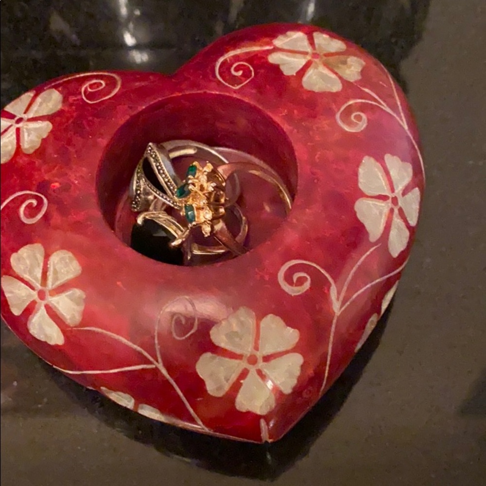Red Soapstone candle holder ❤️ - Picture 2 of 7